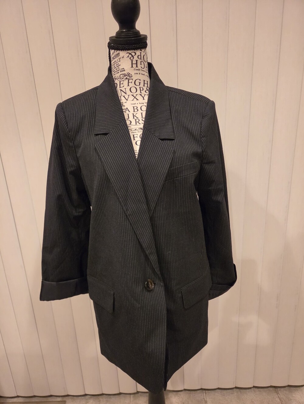 Lucky Brand Women’s Black Pinstripe Blazer Jacket Size Large